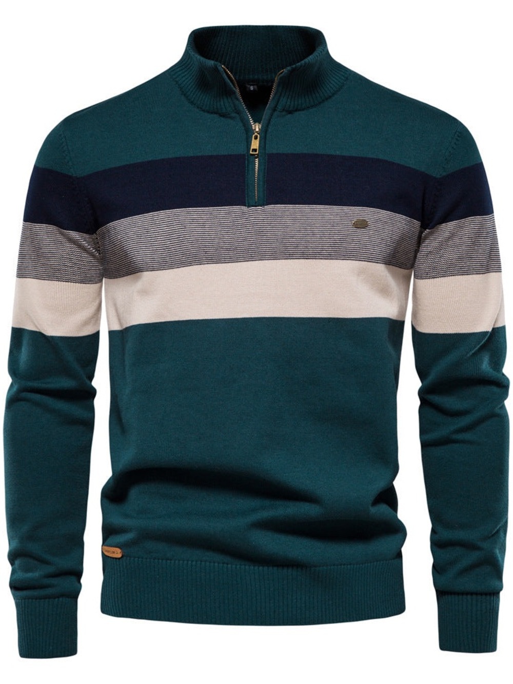 NWT- Men's AHA Selected Teal Striped Half-Zip Sweater Size XL